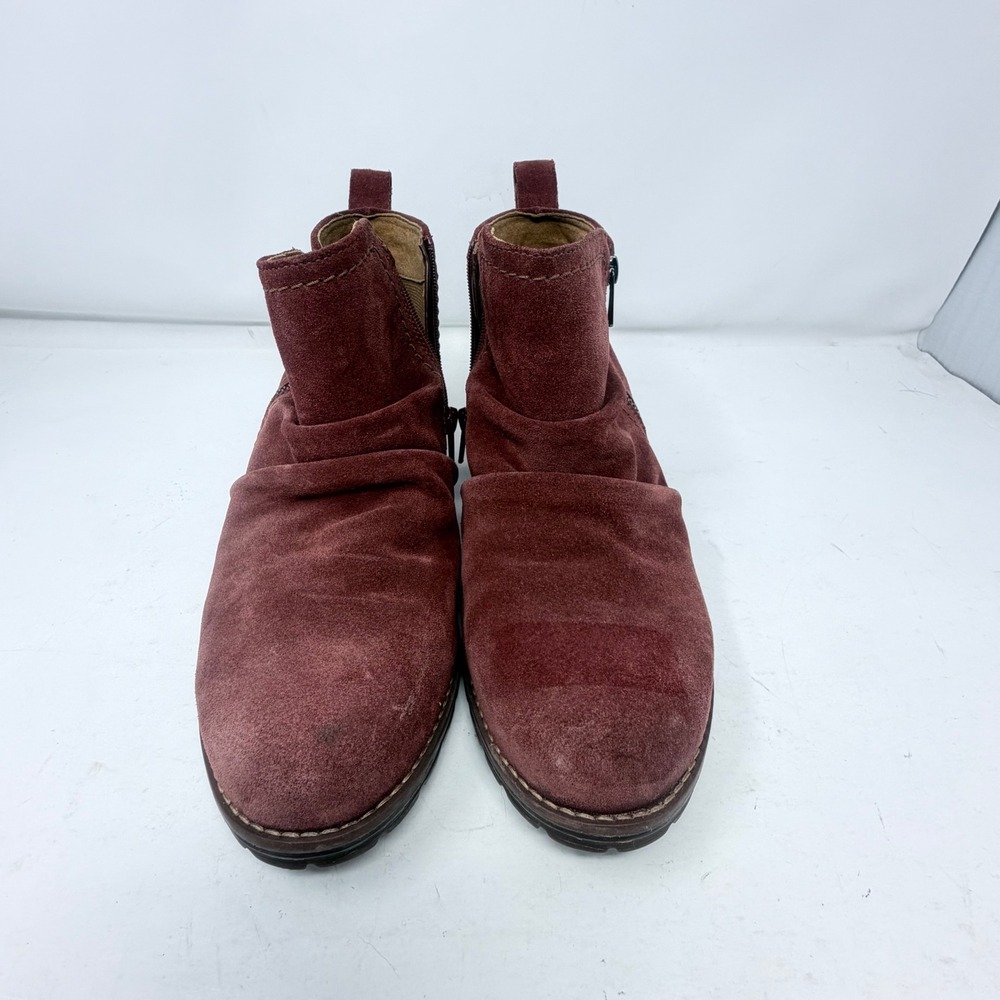 Clarks Aspra Walk WP Suede Boots Womens 9 W Wide Chestnut Waterproof Ankle Zip - Picture 2 of 15